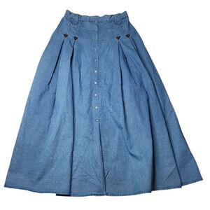 Frontier Classics Molly Maxi Skirt Denim Jean Western Pleated Prairie Large 14